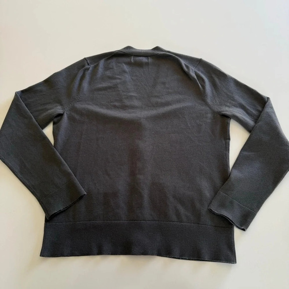 Lands End- V neck- Button Up- Cardigan- Dark- Charcoal-Gray-Women’s- S - Picture 2 of 9